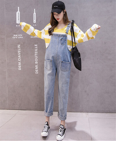 Τζιν σαλιάρα μητρότητας λουράκι φόρμα για έγκυες γυναίκες Ζαρτιέρες παντελόνι φόρμες Romper Streetwear Ρούχα εγκυμοσύνης