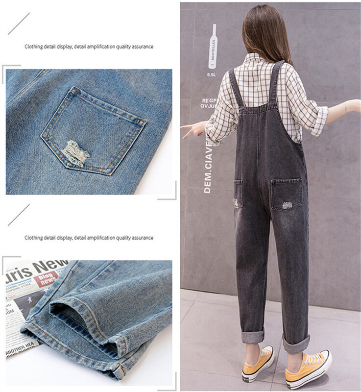 Τζιν σαλιάρα μητρότητας λουράκι φόρμα για έγκυες γυναίκες Ζαρτιέρες παντελόνι φόρμες Romper Streetwear Ρούχα εγκυμοσύνης