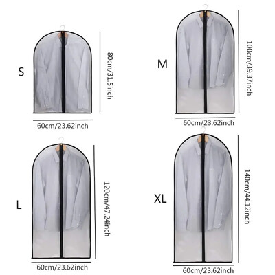 1PC - Prozirna torba za odjeću otporna na prašinu s patentnim zatvaračem - koristi se kao navlaka za prašinu za odlaganje odjeće u kaputima, odijelima i ormarima