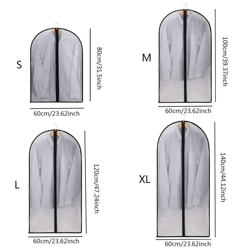 1PC - Prozirna torba za odjeću otporna na prašinu s patentnim zatvaračem - koristi se kao navlaka za prašinu za odlaganje odjeće u kaputima, odijelima i ormarima