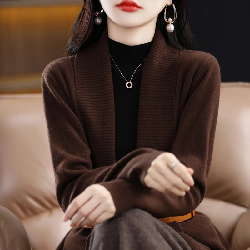 Korejski modni pleteni pulover Ženski kardigan Sueter Mujer Invierno 2024 V-izrez Pleteni ženski pulover Kardigani Džemperi G403