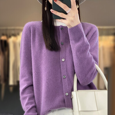 Ženski pulover dugih rukava od kašmira pleten od 100% čiste merino vune Džemper s O izrezom za jesen i zimu.