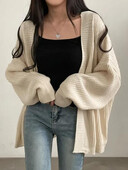 Zoki Harajuku Oversize Ζακέτα Γυναικεία πουλόβερ Casual Loose Lazy Wind Κορεάτικα μπλουζάκια Vintage μακρυμάνικα Lady Ζακέτα με απλό σχέδιο
