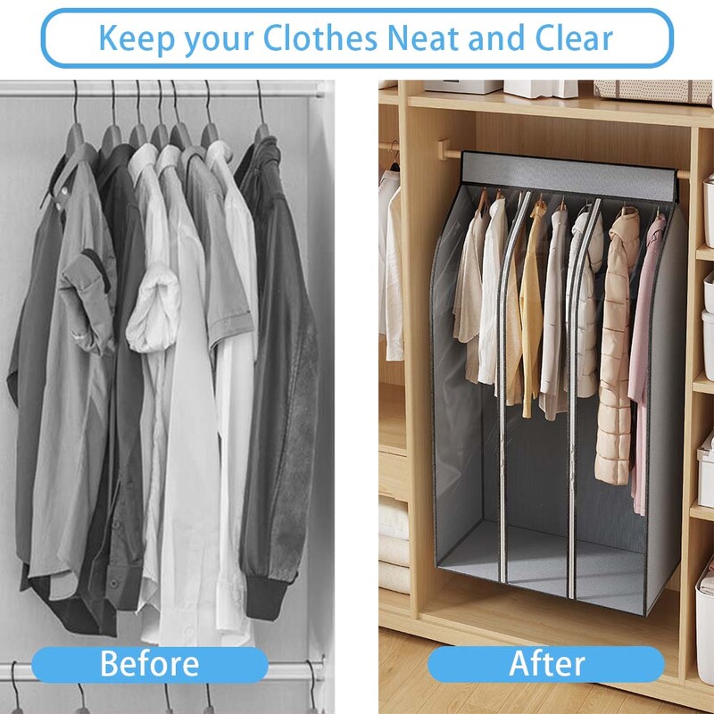 Saci de îmbrăcăminte suspendate pentru depozitare haine bine sigilate Husă de praf Geantă de depozitare pentru îmbrăcăminte cu fermoar pentru agățat cămăși, paltoane