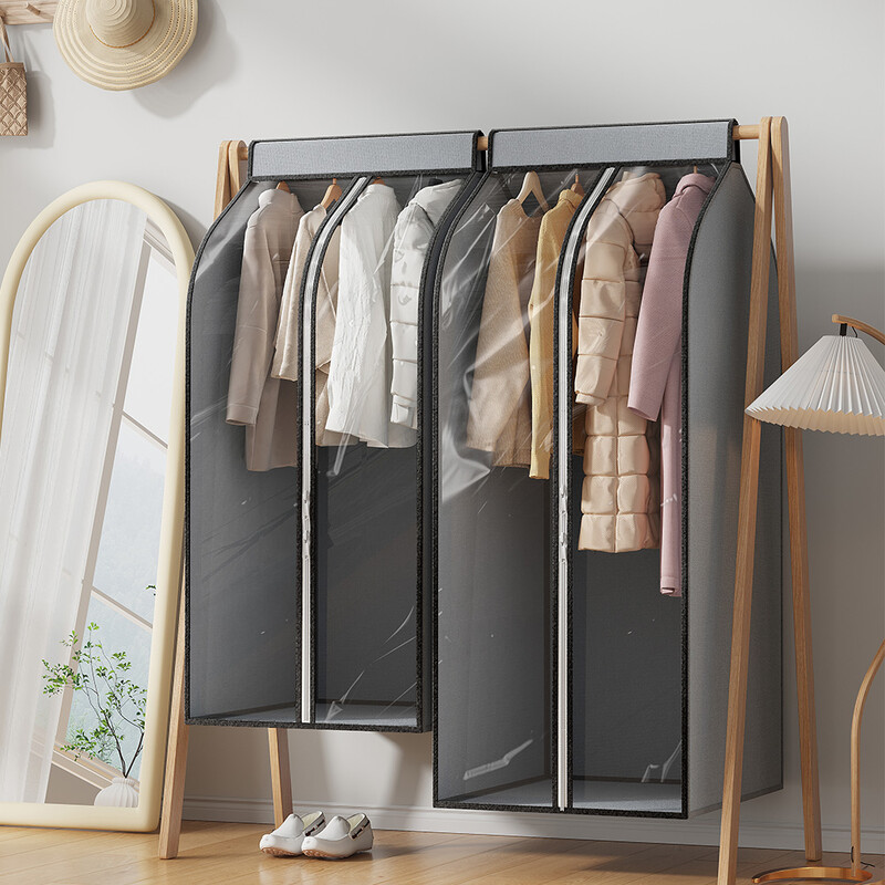 Saci de îmbrăcăminte suspendate pentru depozitare haine bine sigilate Husă de praf Geantă de depozitare pentru îmbrăcăminte cu fermoar pentru agățat cămăși, paltoane
