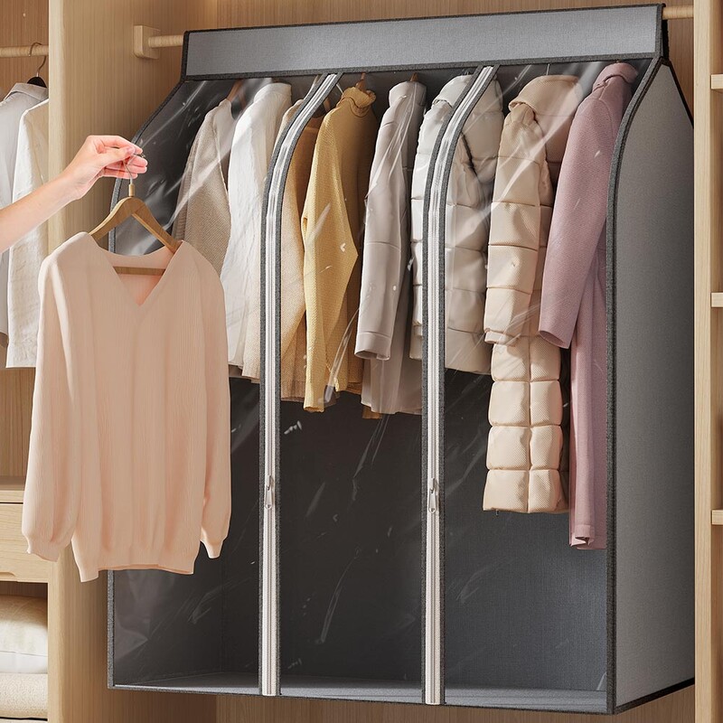 Saci de îmbrăcăminte suspendate pentru depozitare haine bine sigilate Husă de praf Geantă de depozitare pentru îmbrăcăminte cu fermoar pentru agățat cămăși, paltoane