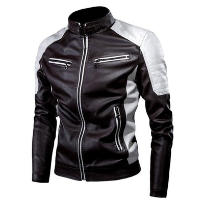 Biker Jacket Κομψά χρώματα αντίθεσης Classic Biker Overcoat Motor Ανδρικό μπουφάν μοτοσικλέτας Μπέιζμπολ Ανδρικά Y2K-Harajuku Patchwork