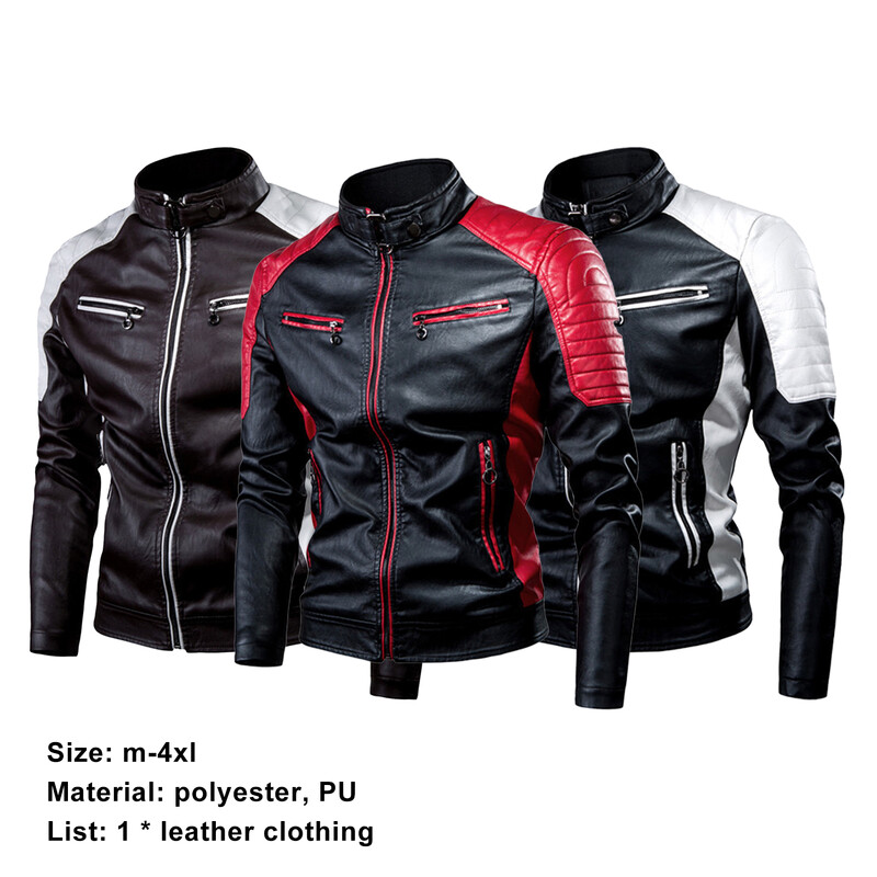 Biker Jacket Κομψά χρώματα αντίθεσης Classic Biker Overcoat Motor Ανδρικό μπουφάν μοτοσικλέτας Μπέιζμπολ Ανδρικά Y2K-Harajuku Patchwork
