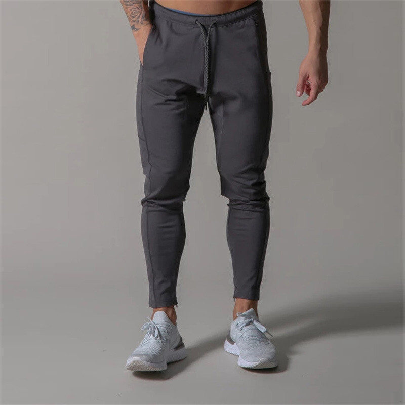 Pantaloni sport de primăvară și toamnă pentru bărbați, pantaloni slim din bumbac pentru alergare, cu fermoar la glezne, pantaloni de trening casual