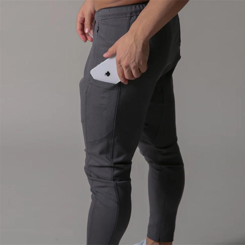 Pantaloni sport de primăvară și toamnă pentru bărbați, pantaloni slim din bumbac pentru alergare, cu fermoar la glezne, pantaloni de trening casual