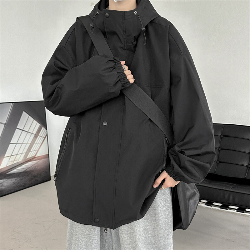 Pavasara ikdienas jakas ar kapuci vīriešiem Streetwear Waterproof Cargo vīriešu jaka Brīvi lielizmēra modes jakas sievietēm