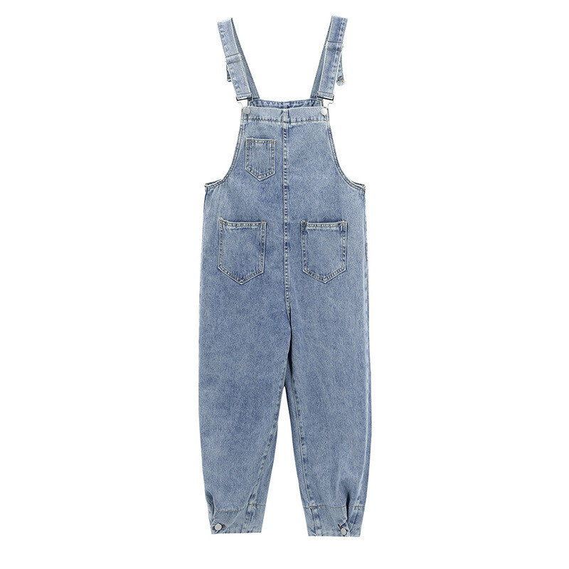 Didelio dydžio džinsiniai kombinezonai nėščiosioms Ilgi laisvi medvilniniai kombinezonai nėščiosioms Madingi nėščioms moterims džinsai Preppy stiliaus kelnės