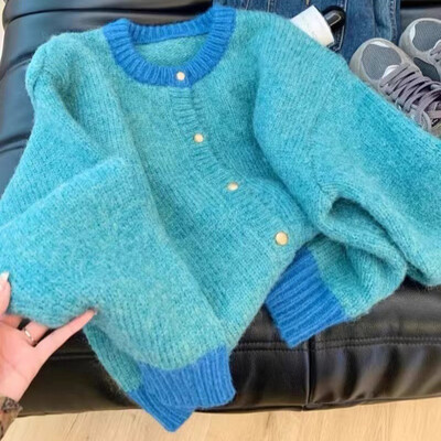 HELIAR vienrindas jaciņš ar garām piedurknēm, raibs trikotāžas džemperis ar O veida kakla izgriezumu, ikdienas silts mētelis Biroja virsdrēbes rudens ziema