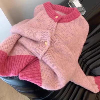 HELIAR vienrindas jaciņš ar garām piedurknēm, raibs trikotāžas džemperis ar O veida kakla izgriezumu, ikdienas silts mētelis Biroja virsdrēbes rudens ziema