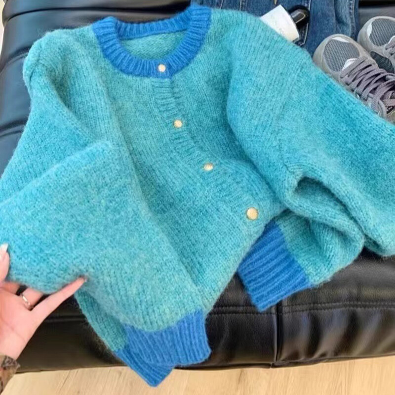 HELIAR vienrindas jaciņš ar garām piedurknēm, raibs trikotāžas džemperis ar O veida kakla izgriezumu, ikdienas silts mētelis Biroja virsdrēbes rudens ziema