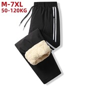 Plus veličina 7xl Vodootporna trenirka od debljeg flisa Muške joggers s džepovima na patentni zatvarač Crne pamučne zimske tople hlače Muške termohlače