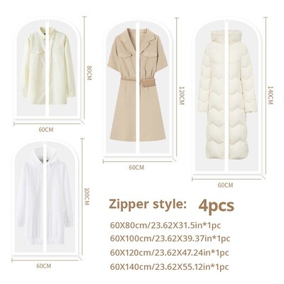 Putekļu necaurlaidīgs apģērba aizsargmaiss Pilnībā slēgts drēbju pārvalks ar rāvējslēdzēju Apģērbu maisiņi Piekarināms izturīgs apģērbu glabāšanas maisiņš