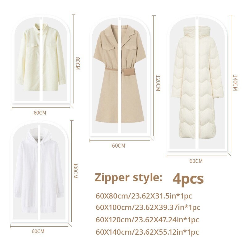 Putekļu necaurlaidīgs apģērba aizsargmaiss Pilnībā slēgts drēbju pārvalks ar rāvējslēdzēju Apģērbu maisiņi Piekarināms izturīgs apģērbu glabāšanas maisiņš