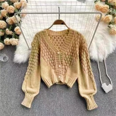 2024. aasta kevad N kampsun kampsunid õhukesed elastsed naiste pealisriided kootud Korea V-kaelusega pikkade varrukatega Elegance Hot Sweet Casual Young