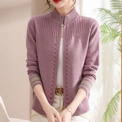 Ženska jesen-zima dolčevita puna dolčevita s patentnim zatvaračem i dugim rukavima, pleteni kaputi, modni ležerni gornji dijelovi