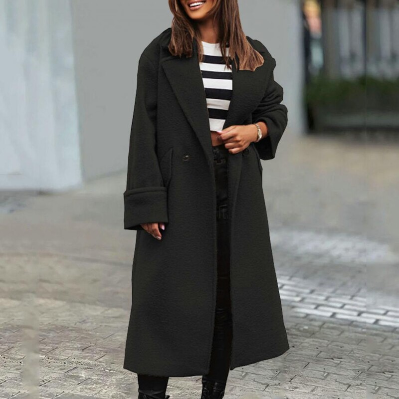 Ženski kaput jeseni i zime Jednobojni debeli kardigan Kardigan Kaput otporan na vjetar džepova s dva gumba Ženska gornja odjeća dugih rukava