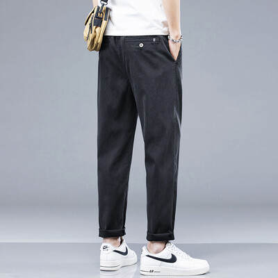 Jauns vasaras mīksts, mājīgs elpojošs liocela audums ikdienas bikses vīriešiem plānas, slaidas, elastīgas jostasvietas Koreja Jogger darbs vīns sarkanas bikses vīriešu