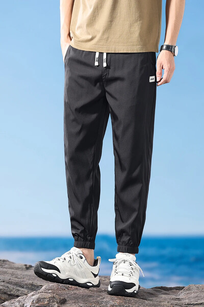 Ultravékony férfi nadrág, bokáig érő, alkalmi rugalmas deréknadrág Légáteresztő klasszikus kültéri, kötött lábú melegítőnadrág férfi