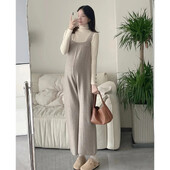 Rudens nėštukės mezgimo kombinezonai Geros kokybės madingi ilgos laisvos plačios kelnės nėščios moters kombinezonai tiesūs šliaužtinukai