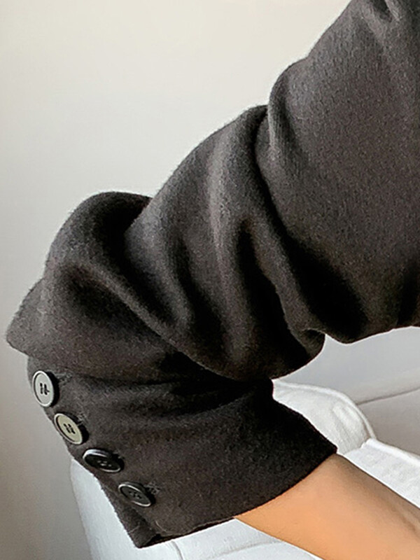 Νερατζούρι Φθινοπωρινό μαύρο μαλλί συνδυάζει συνονθύλευμα δερμάτινο μπουφάν Γυναικείο με πολλές τσέπες Μακρυμάνικο Κορεάτικο Μόδα Streetwear 2022