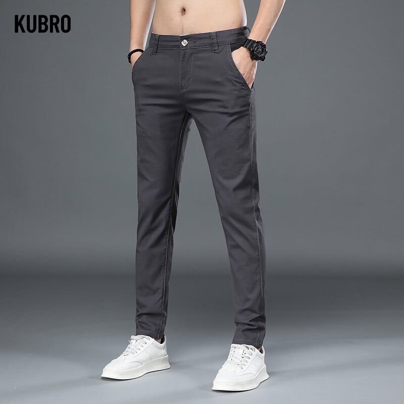 KUBRO japonez nou la modă de birou, versatili, pantaloni casual de afaceri pentru bărbați de vară, subțiri, din bumbac, elastic, subțiri, pantaloni drepti mici