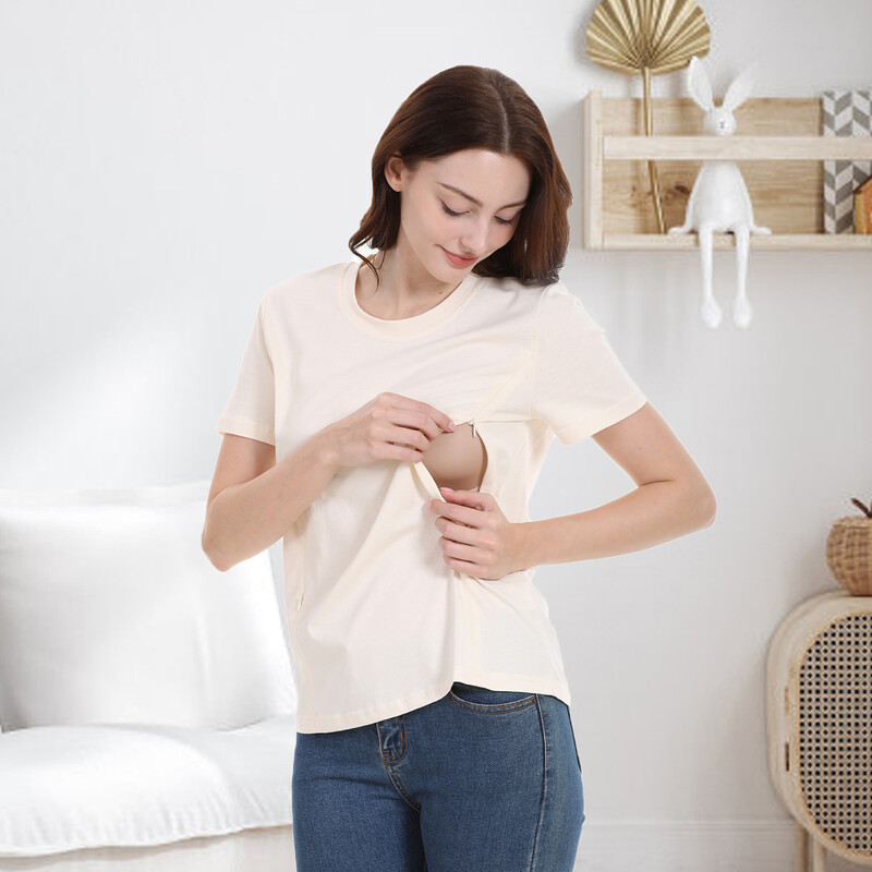 Ljetna nova trudnička odjeća velike veličine Ženska jednobojna majica kratkih rukava s okruglim izrezom Ležerna majica za dojenje