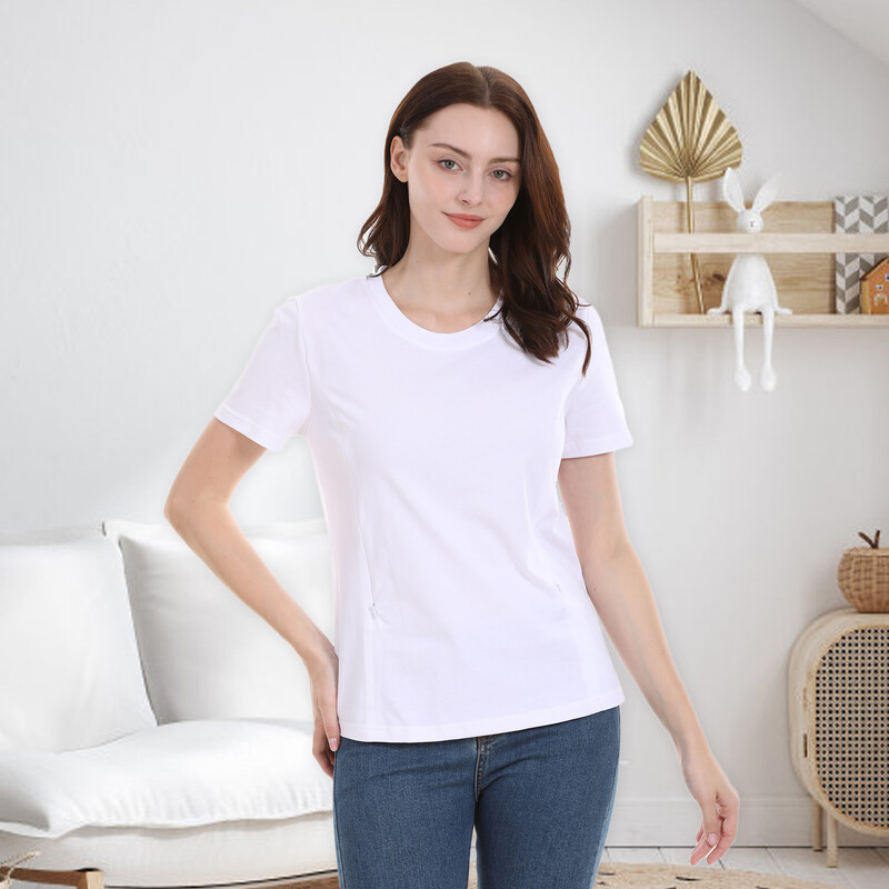 Ljetna nova trudnička odjeća velike veličine Ženska jednobojna majica kratkih rukava s okruglim izrezom Ležerna majica za dojenje