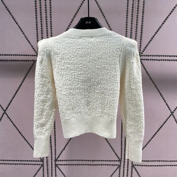 Peals Beading Knitted Cropped Cardigan Jacket Γυναικεία νέα φθινοπωρινά χειμωνιάτικα μακρυμάνικα μπλουζάκια με λαιμόκοψη πουλόβερ πανωφόρι T581