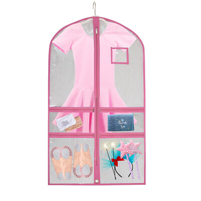 Selge tantsukostüümi rõivakott 40-tolline tantsuriiete kotid tantsijatele, lastele Rippuvad riided Kleidikott aksessuaaride ja ID-taskutega