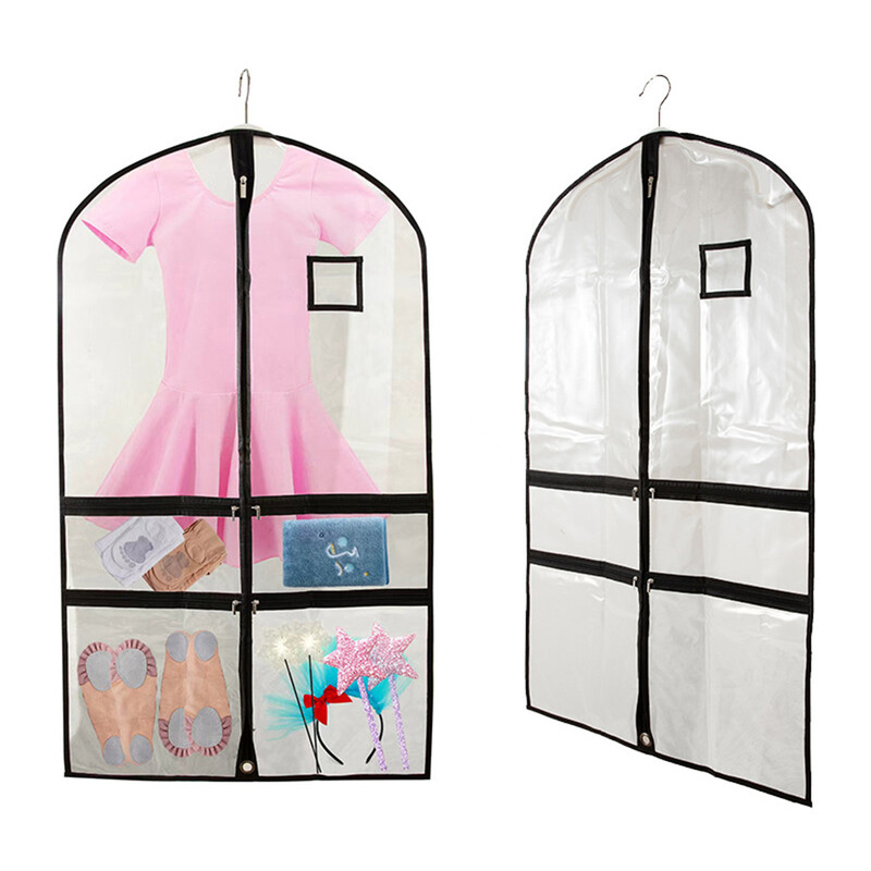 Selge tantsukostüümi rõivakott 40-tolline tantsuriiete kotid tantsijatele, lastele Rippuvad riided Kleidikott aksessuaaride ja ID-taskutega