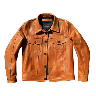 Bezmaksas piegāde. Pārdošana Pilnīgi jauna vintage īstas ādas jaka.klasiska ikdienas slaids vīriešu 507 govs ādas mētelis.kvalitatīva modes āda