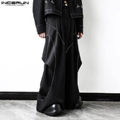 Modne muške pantalone INCERUN 2024. u korejskom stilu, jednobojne hlače sa spajanjem, ležerna ulična odjeća, jednobojne ravne hlače S-5XL