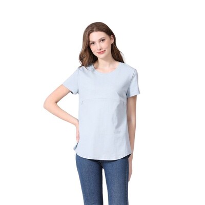 Ljetna majica za trudnice 2024. Ležerna odjeća za dojenje Vodoravni patentni zatvarač za dojenje Top od mekanog pamuka, velika veličina S-5XL