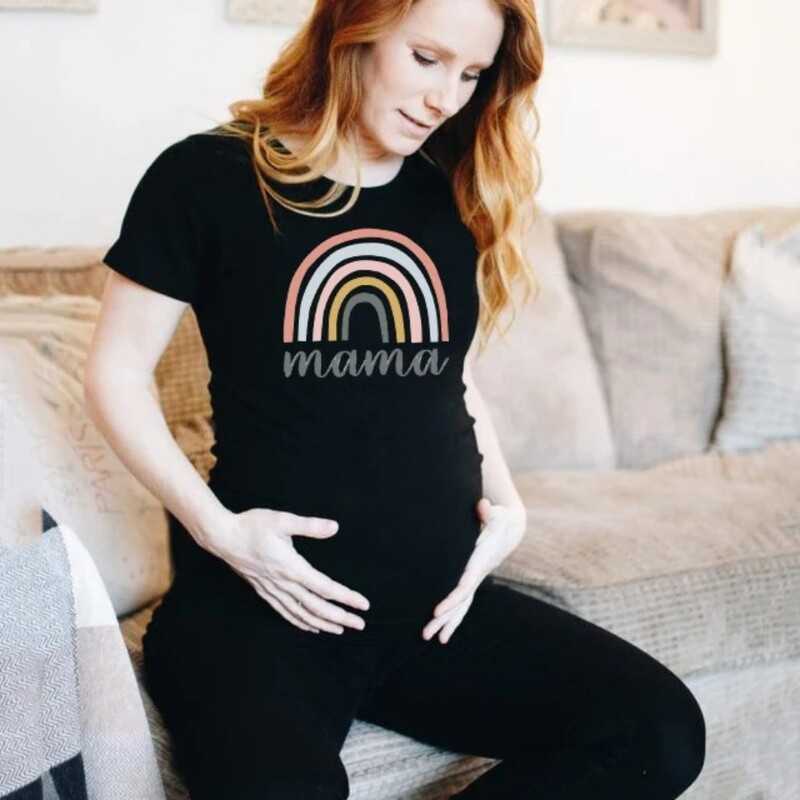 Majica za trudnice s printom nordijske duge mama Majica za trudnice kratkih rukava Majica za najavu trudnoće Majice za nove mame Odjeća