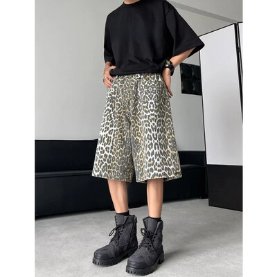 Trendy hongkonški stil širokih kroja leopard hlače s više džepova Ležerne hlače za par Novi model 2024. široke kratke radne odjeće