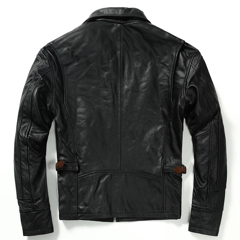 Jachetă de piele vintage pentru bărbați, groasă, 100% piele de vacă naturală, haină motociclist, iarnă, îmbrăcăminte pentru bărbați din piele naturală, 3 culori M100