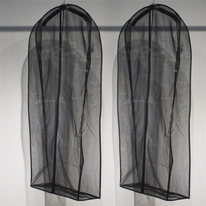 Mētelis putekļu aizsargs ar rāvējslēdzēju, melns augsta blīvuma dzija, caurspīdīga kažokādas apģērbiem, kostīmiem apģērba glabāšanai