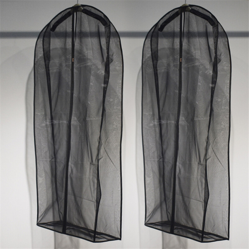 Mētelis putekļu aizsargs ar rāvējslēdzēju, melns augsta blīvuma dzija, caurspīdīga kažokādas apģērbiem, kostīmiem apģērba glabāšanai