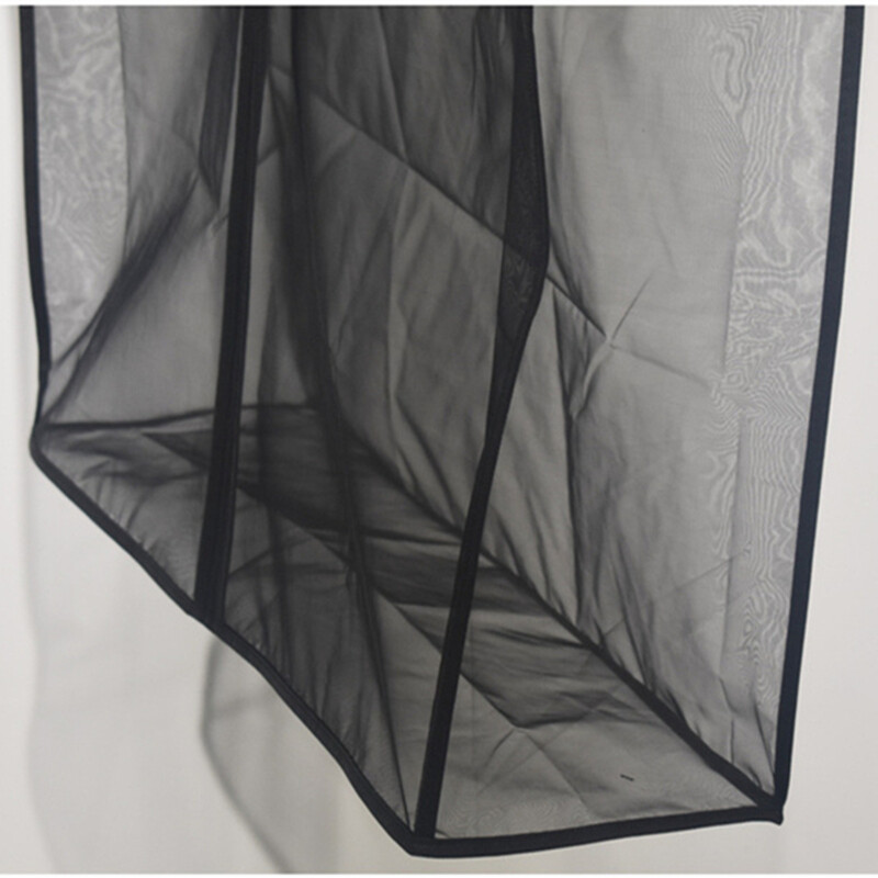 Mētelis putekļu aizsargs ar rāvējslēdzēju, melns augsta blīvuma dzija, caurspīdīga kažokādas apģērbiem, kostīmiem apģērba glabāšanai