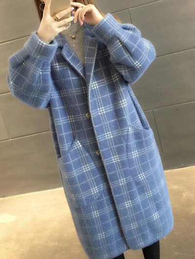 Jaunums rudens ziemas apģērbā sievietēm 2024. gada korejiešu jaka vidēja garuma, modes brīvs džemperis, liels, silts mētelis sievietēm