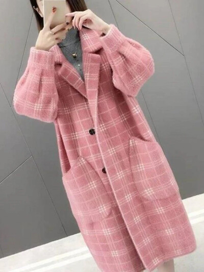 Jaunums rudens ziemas apģērbā sievietēm 2024. gada korejiešu jaka vidēja garuma, modes brīvs džemperis, liels, silts mētelis sievietēm