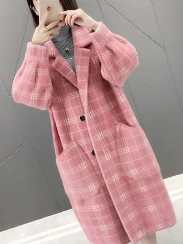 Jaunums rudens ziemas apģērbā sievietēm 2024. gada korejiešu jaka vidēja garuma, modes brīvs džemperis, liels, silts mētelis sievietēm