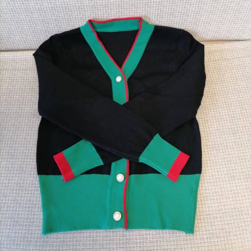 Imbracaminte de dama de marca coreeana de moda pulover cu maneca lunga eleganta cu decolteu in V dunga subtire de lux pentru femeie de tricotat scurte tricouri