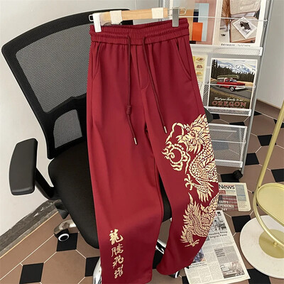 2024. gads The Dragon Printing Vīriešu sporta bikses, brīvi pieguļošas, ar augstu elastīgu vidukli. Modernas sporta bikses atpūtai