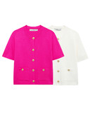 KAOPU ZA Femei cu nasturi buzunare plasate cardigan tricot vintage decolteu cu mâneci scurte îmbrăcăminte exterioară pentru femei topuri șic